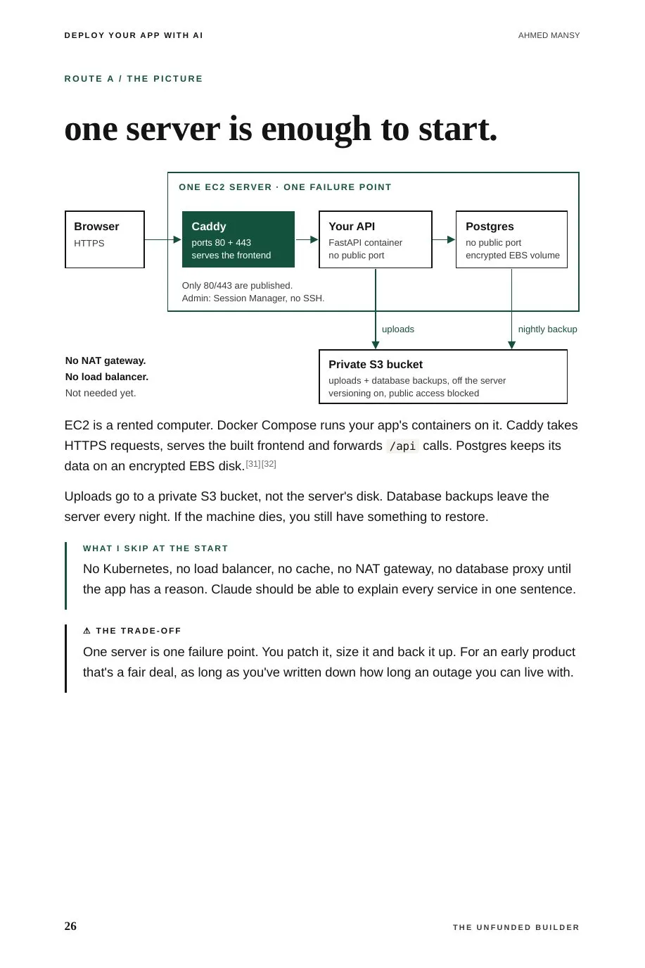 Vol. 2, page 26: One server is enough to start